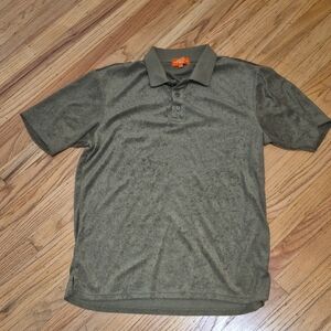 Negative Space Men Size L Khaki Terry Towel Polo Short Sleeve Shirt Sz L